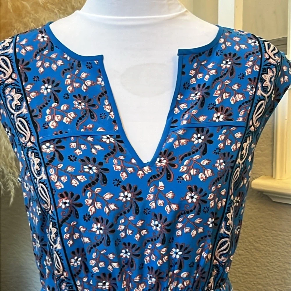 J. CREW Blue 100% Silk Vintage Scarf Floral Mini Dress Size 4P